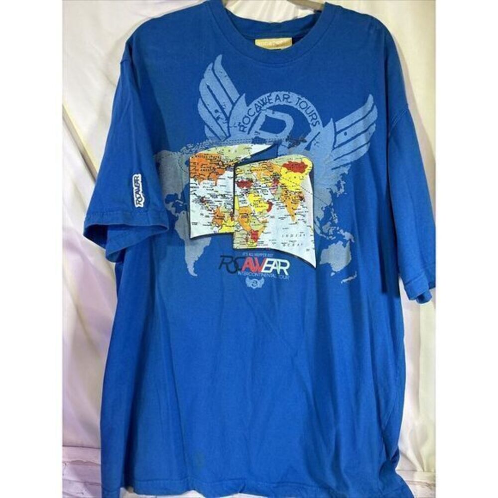 Vintage Y2k 2000s Intercon Rocawear Tour Faded Graphic Rap Music Graphic Tee XXL